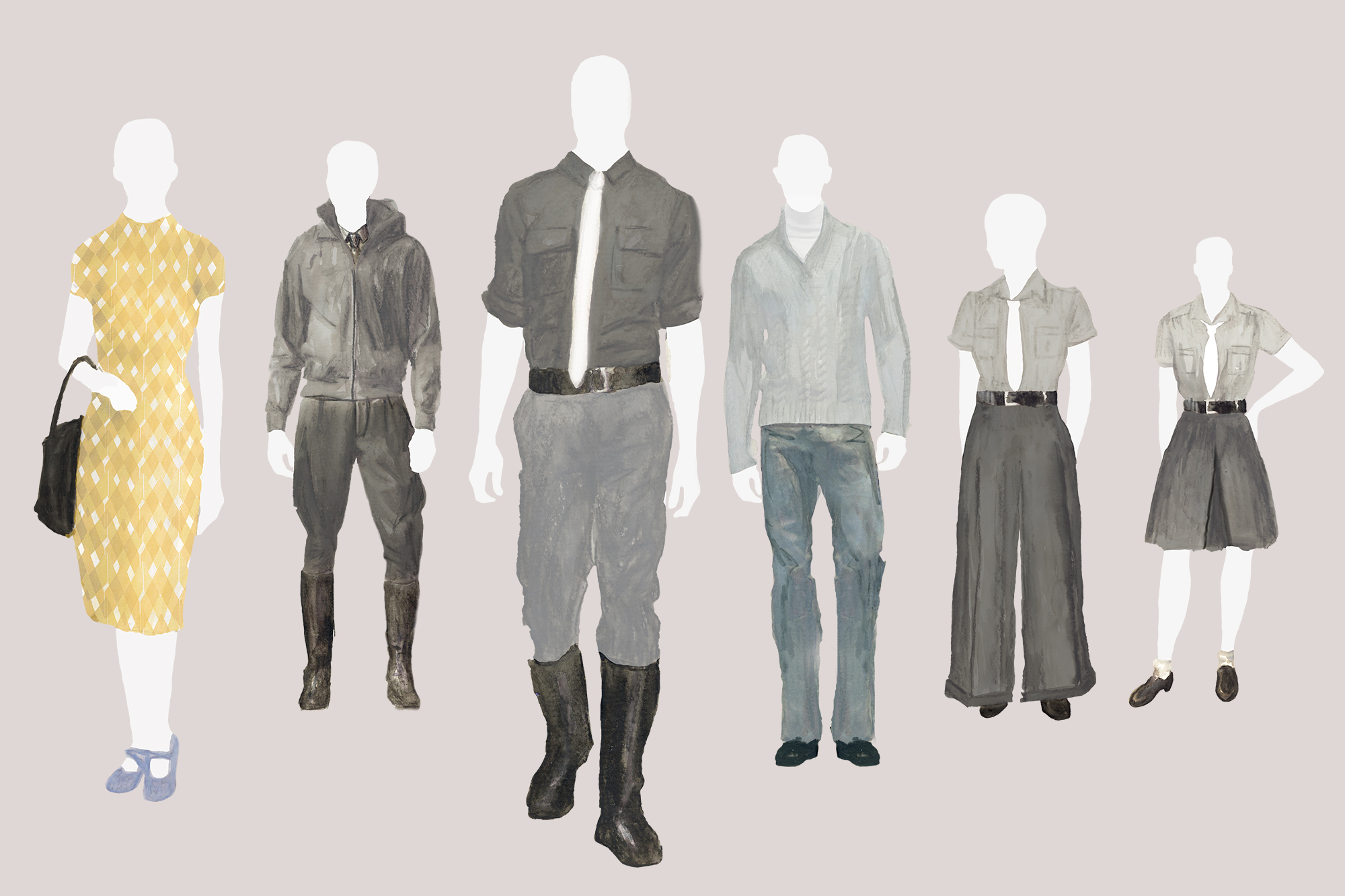 Costume sketches for 'Night flight'